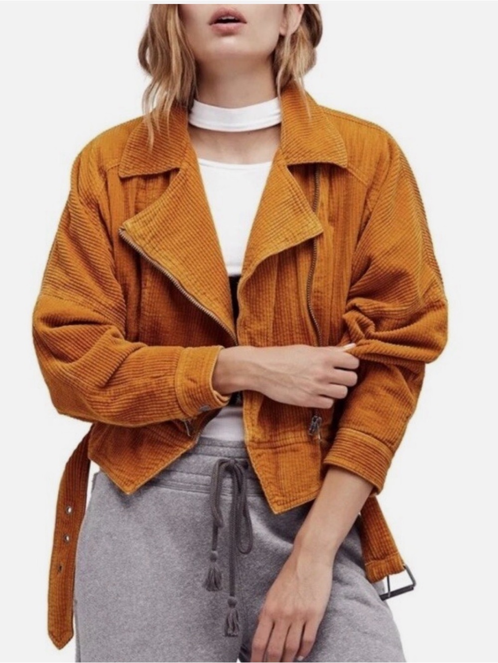 Free People Slouchy Dolman Moto Jacket in Caramel, Size XS